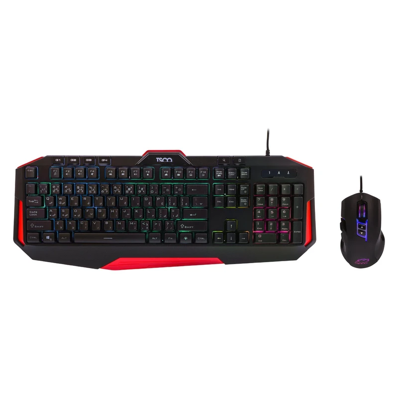 کیبورد و ماوس گیمینگ تسکو مدل GKM 8205 با سوییچ ممبران، Full Size، نورپردازی صفحه کلید RGB